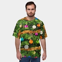 Футболка оверсайз мужская Живая новогодняя ёлка, цвет: 3D-принт — фото 2