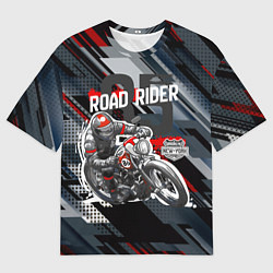 Футболка оверсайз мужская Road rider мотоциклист, цвет: 3D-принт