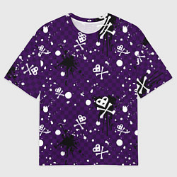 Мужская футболка оверсайз Эмо 2007 фиолетовый фон