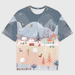 Мужская футболка оверсайз Новогодние каникулы