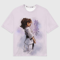 Футболка оверсайз мужская Кёкусинкай девушка, цвет: 3D-принт