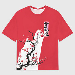 Футболка оверсайз мужская Сакура Айкидо, цвет: 3D-принт