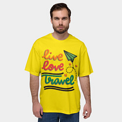 Футболка оверсайз мужская Жизнь, любовь, путешествия, цвет: 3D-принт — фото 2