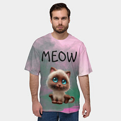 Футболка оверсайз мужская Кошечка, цвет: 3D-принт — фото 2
