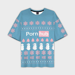 Футболка оверсайз мужская Pornhub - christmas sweater, цвет: 3D-принт