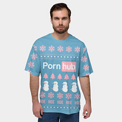 Футболка оверсайз мужская Pornhub - christmas sweater, цвет: 3D-принт — фото 2