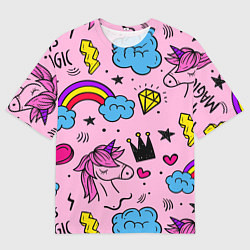 Футболка оверсайз мужская Единороги, цвет: 3D-принт