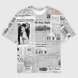 Мужская футболка оверсайз Газета Newspaper