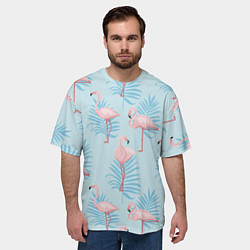 Футболка оверсайз мужская Арт с розовым фламинго, цвет: 3D-принт — фото 2