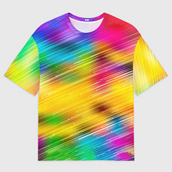 Футболка оверсайз мужская Радужный звездопад, цвет: 3D-принт