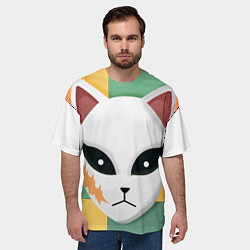 Футболка оверсайз мужская Лисья маска Сабито, цвет: 3D-принт — фото 2