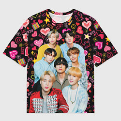 Футболка оверсайз мужская I Love BTS, цвет: 3D-принт