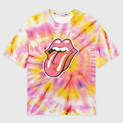 Футболка оверсайз мужская Rolling Stones tie-dye, цвет: 3D-принт
