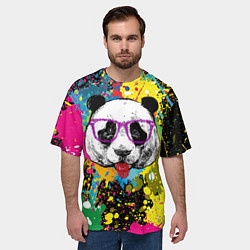 Футболка оверсайз мужская Панда хипстер в брызгах краски, цвет: 3D-принт — фото 2