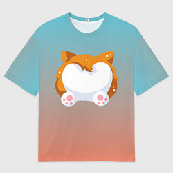 Футболка оверсайз мужская Милый корги, цвет: 3D-принт