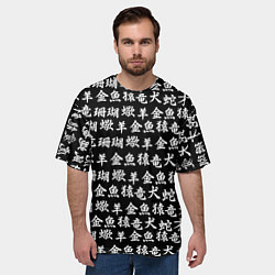Футболка оверсайз мужская ИЕРОГЛИФЫ, цвет: 3D-принт — фото 2