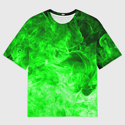 Футболка оверсайз мужская ОГОНЬ GREEN NEON, цвет: 3D-принт