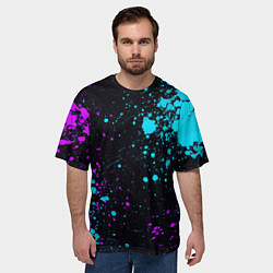 Футболка оверсайз мужская БРЫЗГИ КРАСКИ NEON, цвет: 3D-принт — фото 2