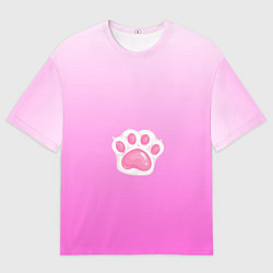 Футболка оверсайз мужская Розовая лапка с подушечками, цвет: 3D-принт