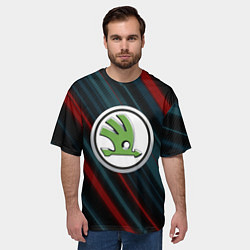 Футболка оверсайз мужская Шкода большое лого, цвет: 3D-принт — фото 2