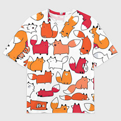 Футболка оверсайз мужская Милые лисы, цвет: 3D-принт