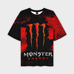 Футболка оверсайз мужская Red grunge monster energy, цвет: 3D-принт