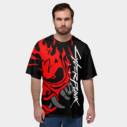 Футболка оверсайз мужская CYBERPUNK 2077 SAMURAI, цвет: 3D-принт — фото 2