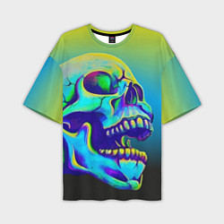 Мужская футболка оверсайз Neon skull