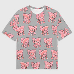 Футболка оверсайз мужская РОЗОВЫЕ СЛОНИКИ ПАТТЕРН, цвет: 3D-принт