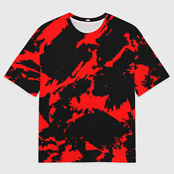 Футболка оверсайз мужская Красный на черном, цвет: 3D-принт