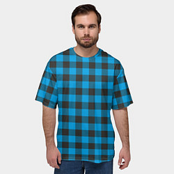 Футболка оверсайз мужская Голубая клетка, цвет: 3D-принт — фото 2