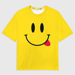 Футболка оверсайз мужская Смайлик милый, цвет: 3D-принт