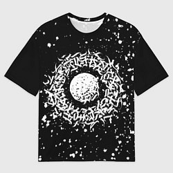 Мужская футболка оверсайз Каллиграфия на чёрном фоне