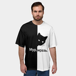 Футболка оверсайз мужская Черный кот, цвет: 3D-принт — фото 2