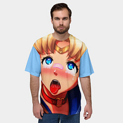 Футболка оверсайз мужская SAILOR MOON AHEGAO, цвет: 3D-принт — фото 2