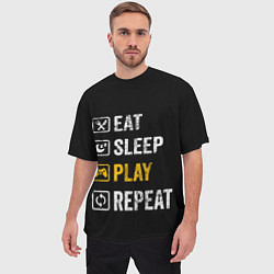 Футболка оверсайз мужская Eat Sleep Play Repeat, цвет: 3D-принт — фото 2
