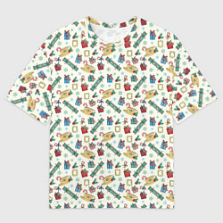 Футболка оверсайз мужская Friends Новогодний светлый, цвет: 3D-принт
