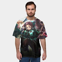 Футболка оверсайз мужская КЛИНОК РАССЕКАЮЩИЙ ДЕМОНОВ, цвет: 3D-принт — фото 2