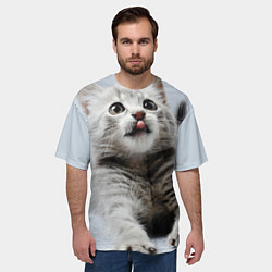 Футболка оверсайз мужская Серый котенок, цвет: 3D-принт — фото 2