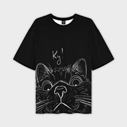 Мужская футболка оверсайз Говорящий кот