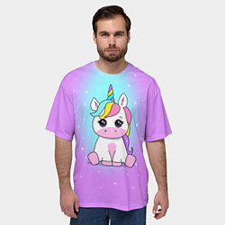 Футболка оверсайз мужская Единорог, цвет: 3D-принт — фото 2