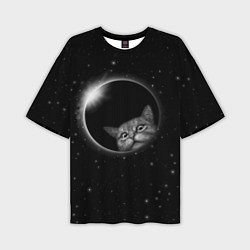 Мужская футболка оверсайз Кот в Космосе