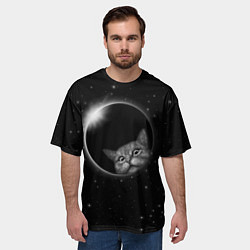 Футболка оверсайз мужская Кот в Космосе, цвет: 3D-принт — фото 2