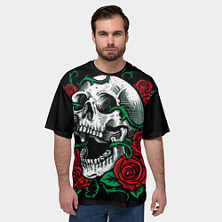 Футболка оверсайз мужская Череп и Розы, цвет: 3D-принт — фото 2