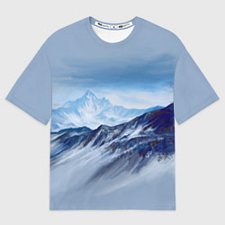 Футболка оверсайз мужская Серо-голубые горы, цвет: 3D-принт