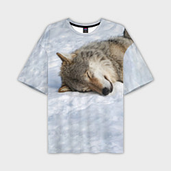 Мужская футболка оверсайз Спящий Волк
