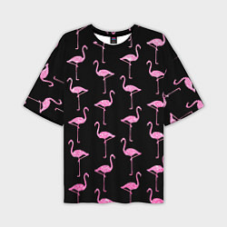 Футболка оверсайз мужская Фламинго Чёрная, цвет: 3D-принт