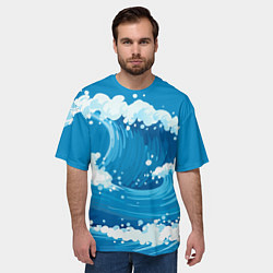 Футболка оверсайз мужская Волны, цвет: 3D-принт — фото 2