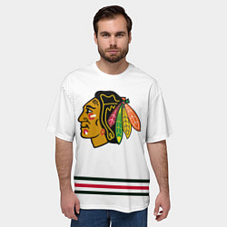 Футболка оверсайз мужская Чикаго Блэкхокс Форма1, цвет: 3D-принт — фото 2