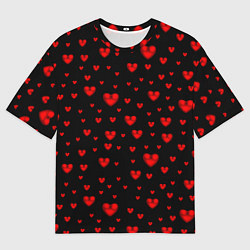 Футболка оверсайз мужская Красные сердца, цвет: 3D-принт